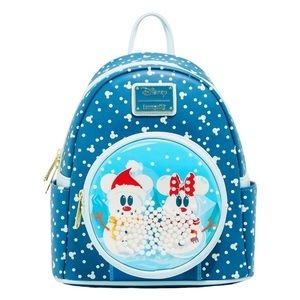 Loungefly Disney Mickey & Minnie‎ Mouse Snow Globe Mini Backpack NWT/NEW